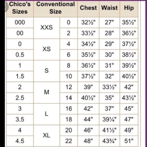 Chico's | Other | Chicos Sizing Did You 